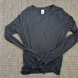 JoyLab Gray Long Sleeve Tie Front T-Shirt